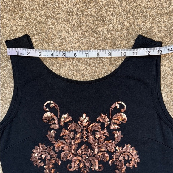 Suzy Shier Black Copper Embellished Sheath Dress - Picture 9 of 13